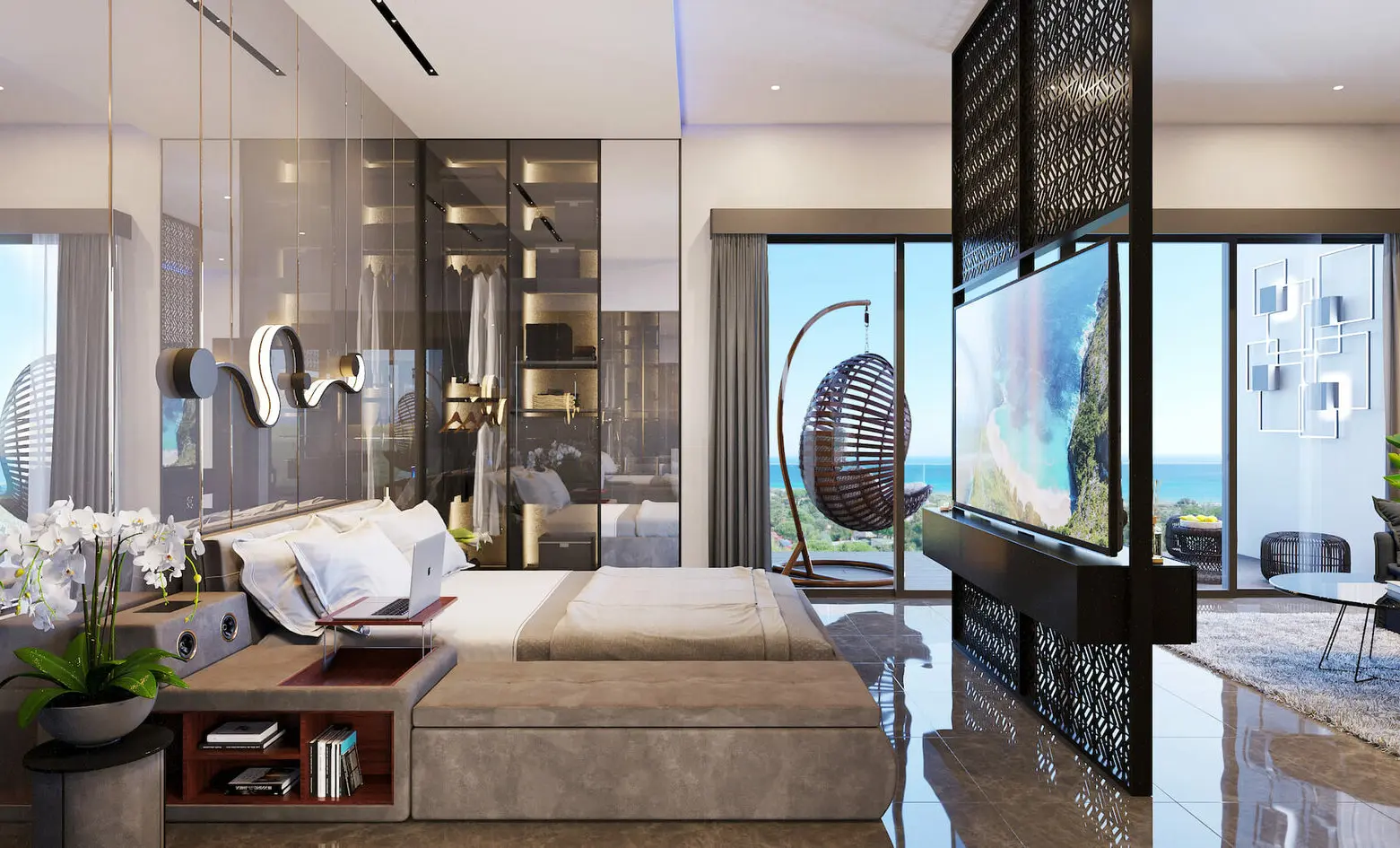 Bedroom of the one-bedroom suite